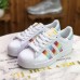 Adidas SUPERSTAR W Running Shoes-White/Rainbow-2286471