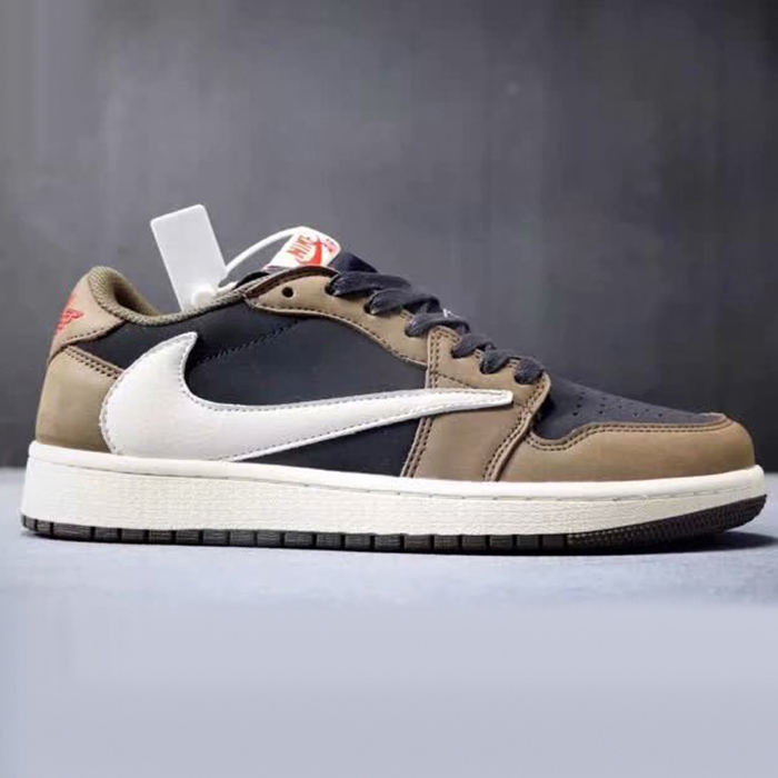 Travis Scott x Air Jordan 1 Low Running Shoes-Brown/Black_21396