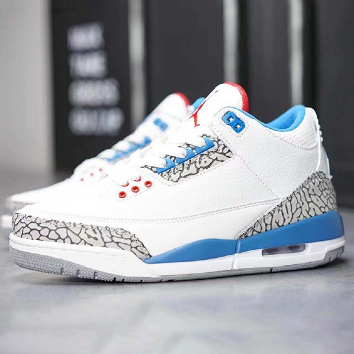 Air Jordan 3 AJ3 Running Shoes-White/Blue_18239