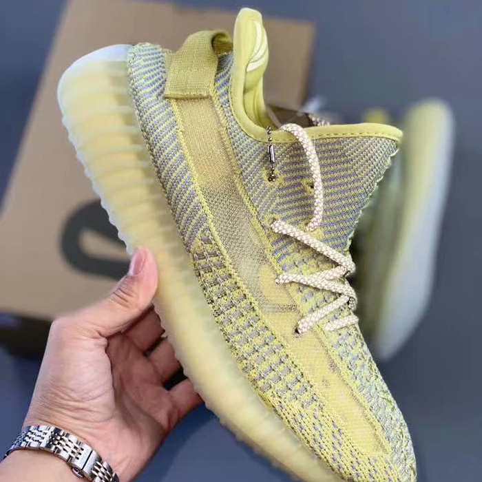 Adidas Yeezy Boost 350 V2 Running Shoes-Gray/Yellow_64796