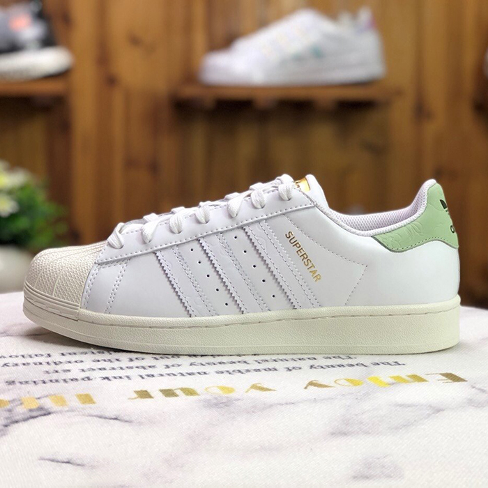 Adidas SUPERSTAR W Running Shoes-White/Green-7717892