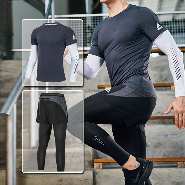 Adidas 2 Piece Set Quick drying For men's Running Fitness Sports Wear Fitness Clothing men Training Set Sport Suit-4691589