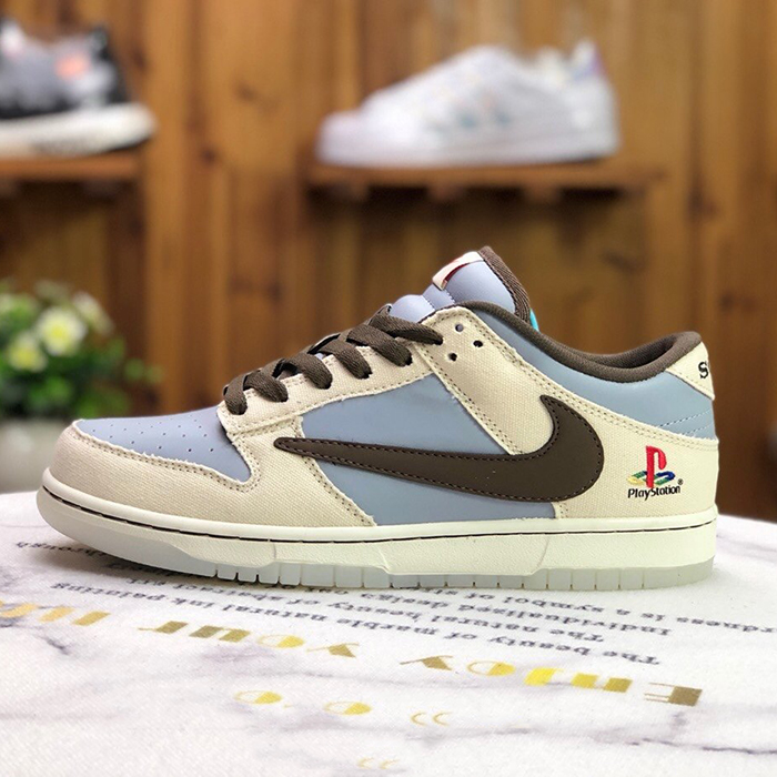 Travis Scott x Playstation SB Dunk Low Running Shoes-Gray/Blue-7214883