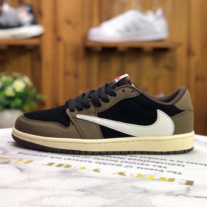 AJ1 Travis Scott Low TS Running Shoes-Brown/Black-7413471