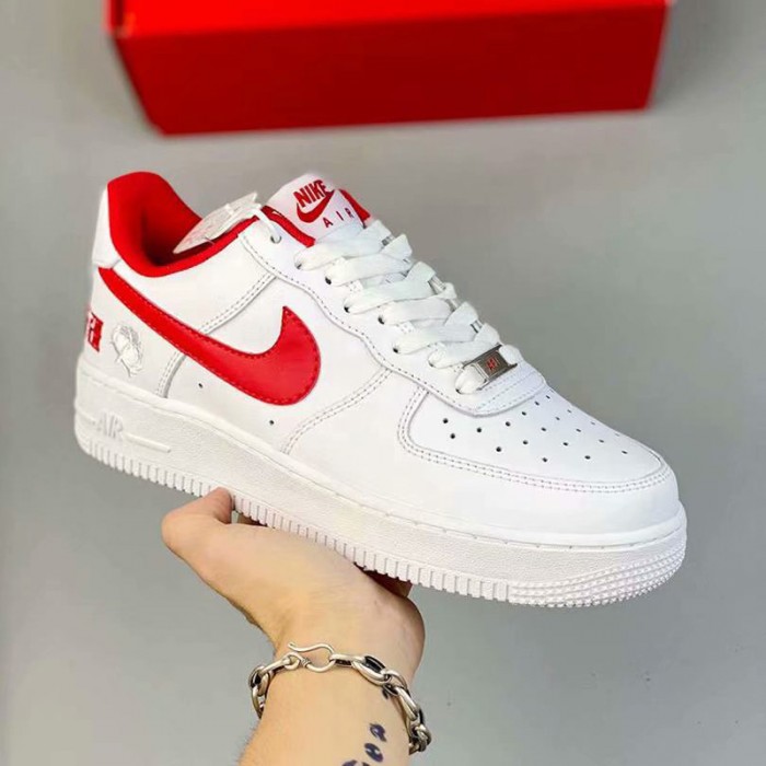 Air Force1 Low AF1 Running Shoes White Red 4042731