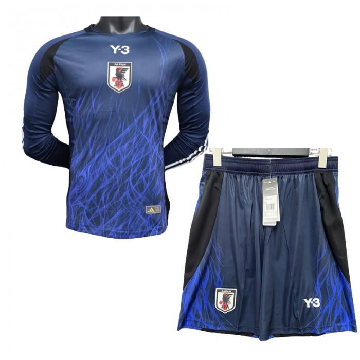 2024 Japan Home Navy Blue Y-3 Jersey Kit Long Sleeve (Long Sleeve+Shorts) (Player Version)-5520357