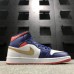 Air Jordan 1 AJ1 MID High Running Shoes-White/Navy Blue-2767142