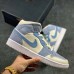 Air Jordan 1 AJ1 MID High Running Shoes-Light Gray/Blue-5456260