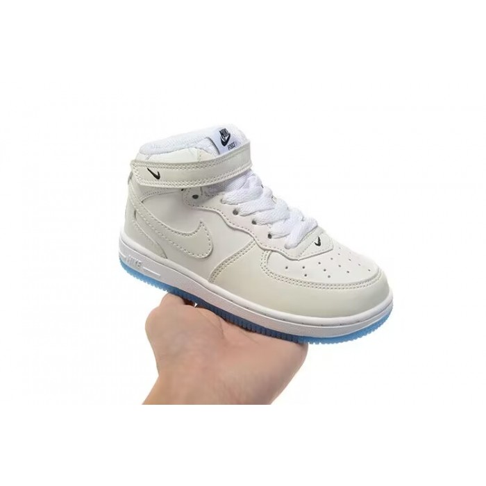 Air Force 1 AF1 Kids High Running Shoes-All White-3386517