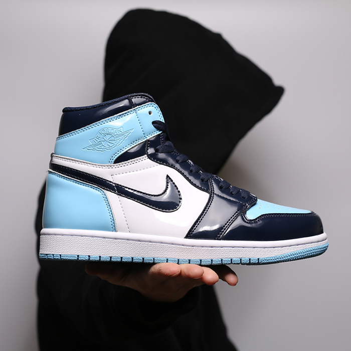 Air Jordan 1 High Mid AJ1 Running Shoes-White/Blue-857129