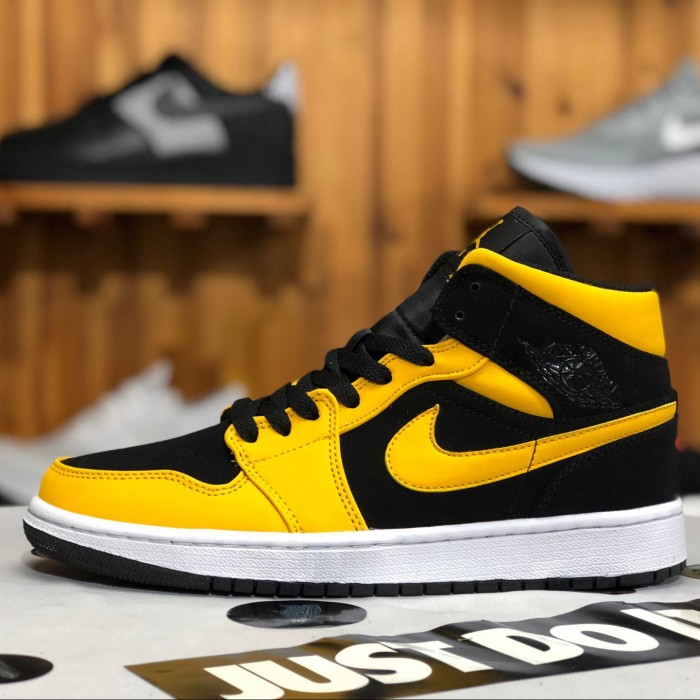 Air Jordan 1 MiD AJ1 Running Shoes-Yellow/Black-2673271