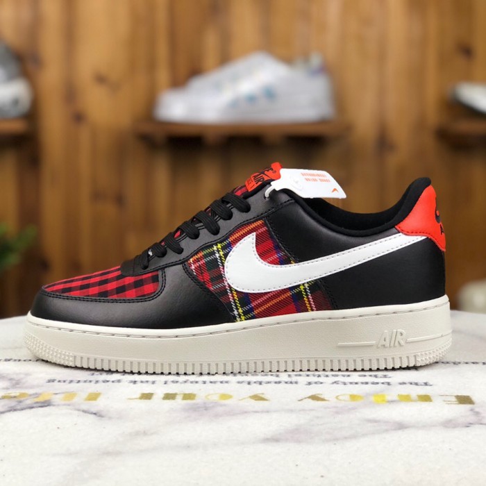 Air Force 1 AF1 GS Flannel Running Shoes-Black/Red-6374963