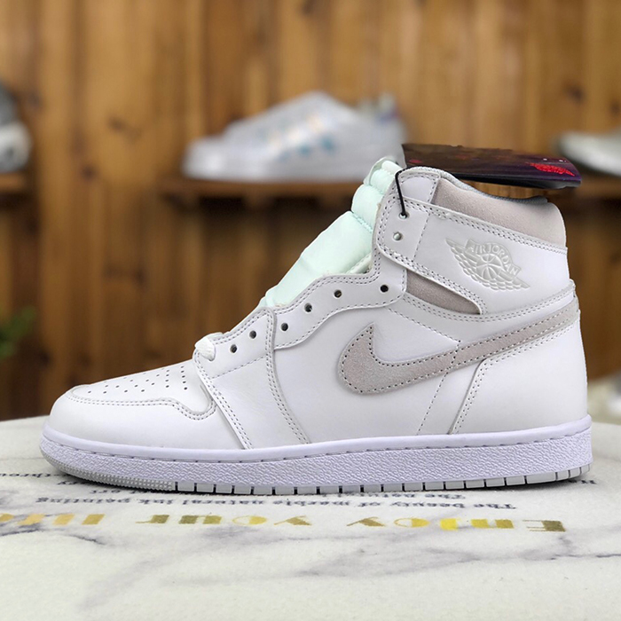 Air Jordan 1 AJ1 high Running Shoes-White/Gray-1199866