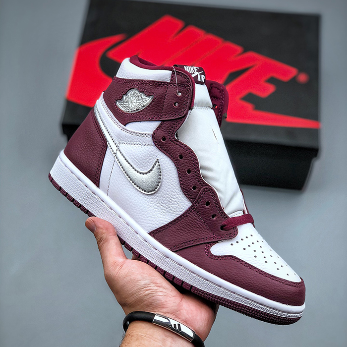 Air Jordan 1 AJ1 high Running Shoes-White/Wine Red-9028847