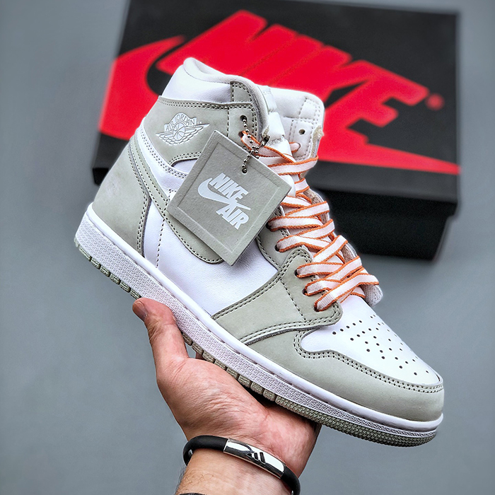 Air Jordan 1 AJ1 high Running Shoes-White/Gray-6348527