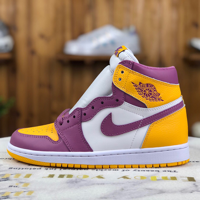 Air Jordan 1 AJ1 high Running Shoes-White/Yellow-6509759