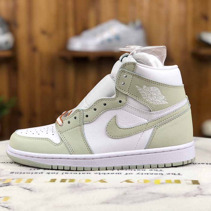 Air Jordan 1 AJ1 high Running Shoes-White/Green-6369080