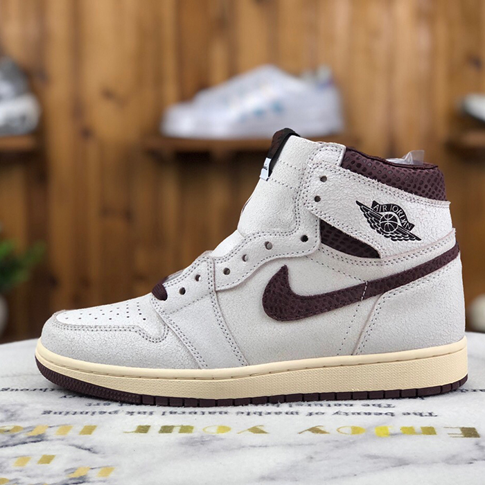 Air Jordan 1 Maniére x AJ1 high Running Shoes-White/Brown-5025710