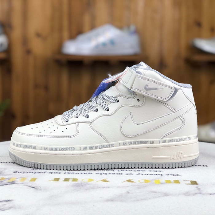 Air Force MID 3M AF1 high Running Shoes-All White-6913131