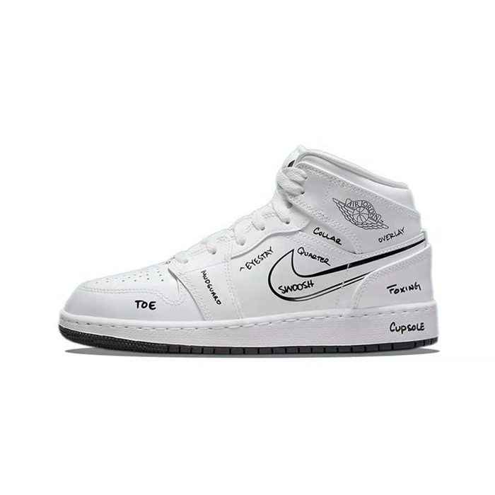 Air Jordan 1 AJ1 High Running Shoes-White/Black-8889017