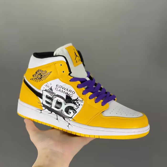 Air Jordan 1 AJ1 High Running Shoes-Yellow/White-9135626