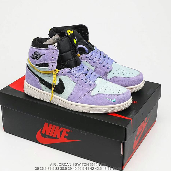 Air Jordan 1 AJ1 Zipper high Running Shoes-Green/Purple-1546344