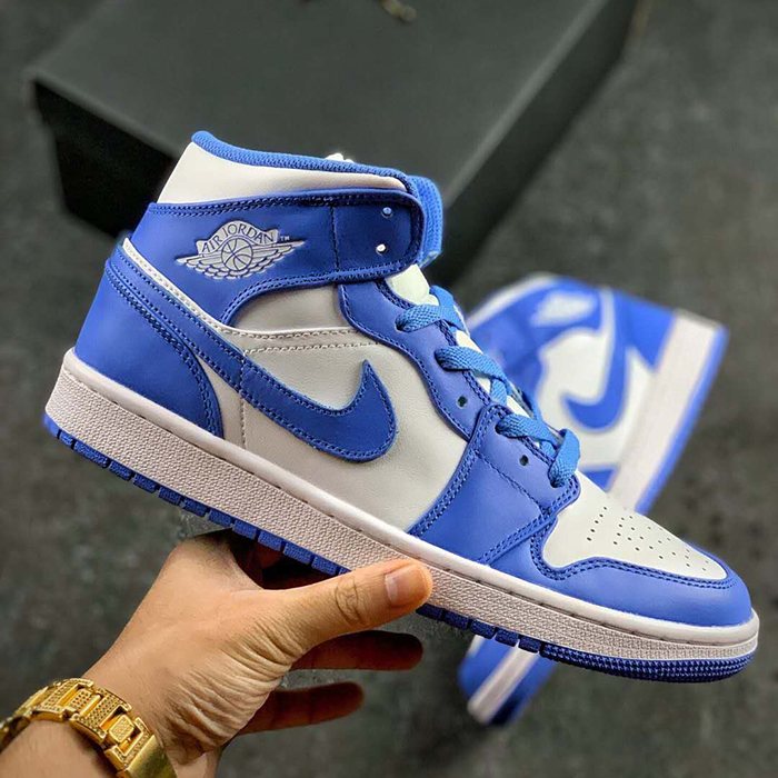 Air Jordan 1 AJ1 MID High Running Shoes-White/Blue-1160155