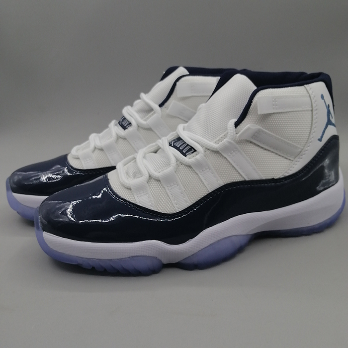 Air Jordan 11 AJ11 Retro High Running Shoes-White/Navy Blue-2240271