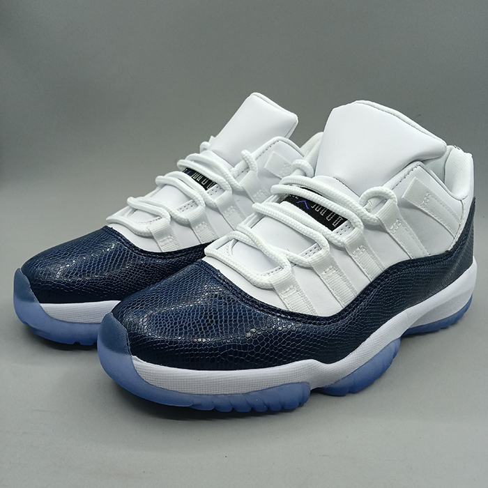 Air Jordan 11 AJ11 Retro High Running Shoes-White/Navy Blue-8895270