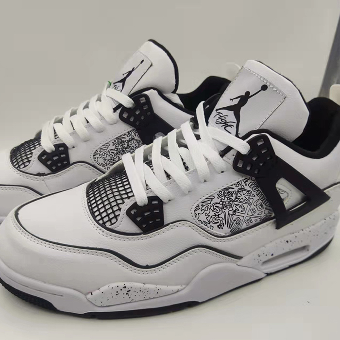 Air Jordan 4 AJ4 Retro High Running Shoes-White/Black-3137857