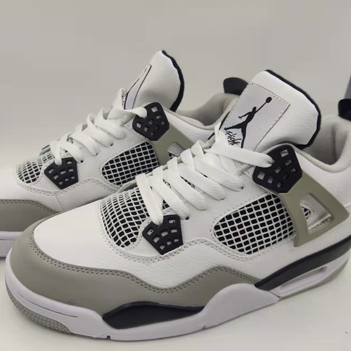 Air Jordan 4 AJ4 Retro High Running Shoes-White/Gray-4431189