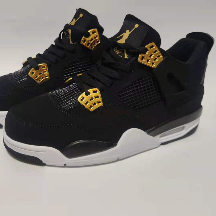 Air Jordan 4 AJ4 Retro High Running Shoes-Black/Gold-8783751