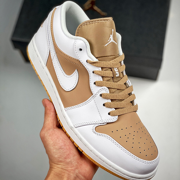 Air Jordan 1 AJ1 Low Running Shoes-Khkai/White-8248757