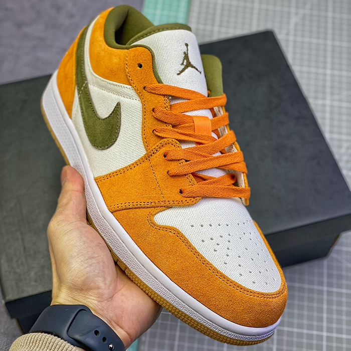 Air Jordan AJ1 Low Running Shoes-Orange/White-8963332