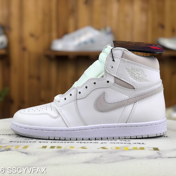 Air Jordan 1 AJ1 High Running Shoes-White/Gray-6168115