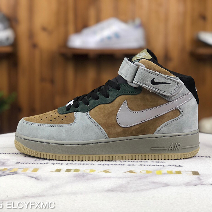 Air Force 1 'Mid 07 AF1 Running Shoes-Gray/Brown-8018008