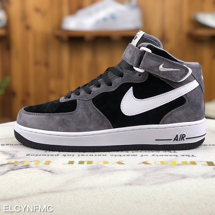 Air Force 1'07 Mid AF1 High Running Shoes-Gray/Black-6334128