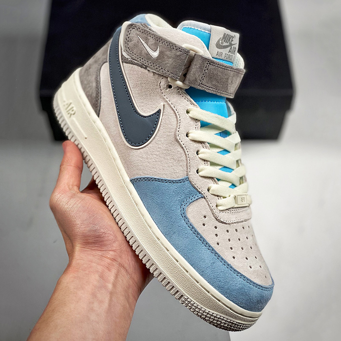 Air Force 1'07 Mid AF1 High Running Shoes-Gray/Blue-9185517