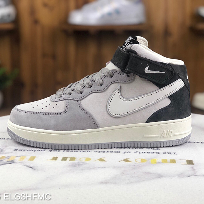 Air Force 1'07 Mid AF1 High Running Shoes-Gray/Black-9843061