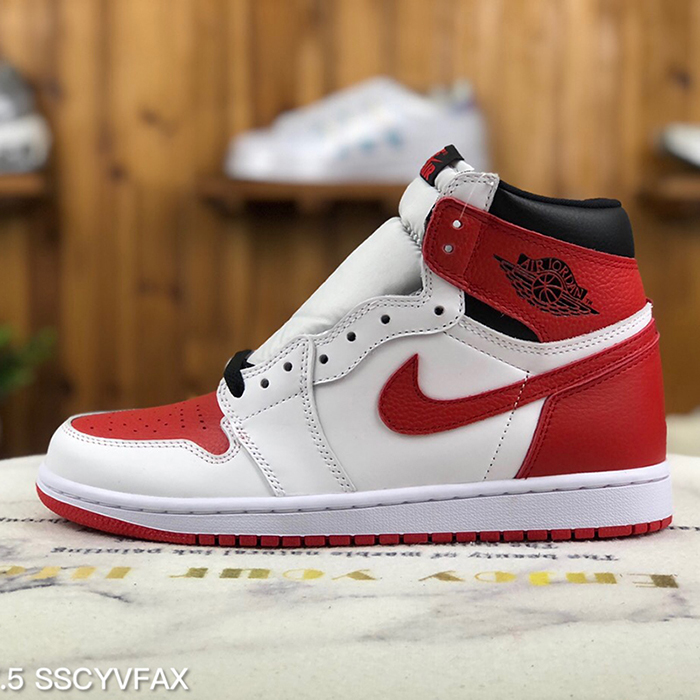 Air Jordan 1 AJ1 High Running Shoes-White/Red-3921263