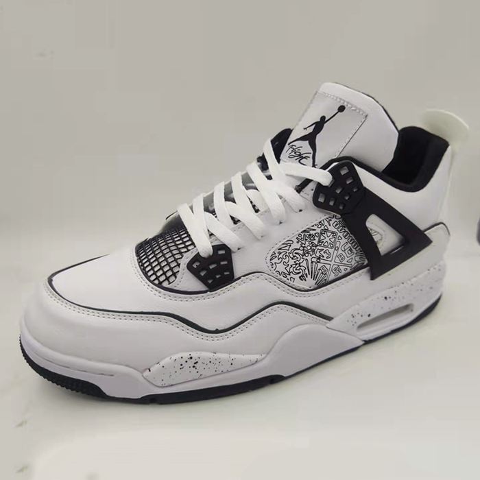 Air Jordan 4 AJ4 Retro High Running Shoes-White/Black-6821823