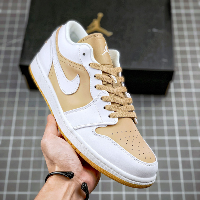 Air Jordan 1 Low AJ1 Running Shoes-White/Khkai-4770417