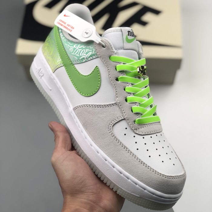 Air Force 1'07“Game boy” AF1 Running Shoes-Gray/Green-3318656