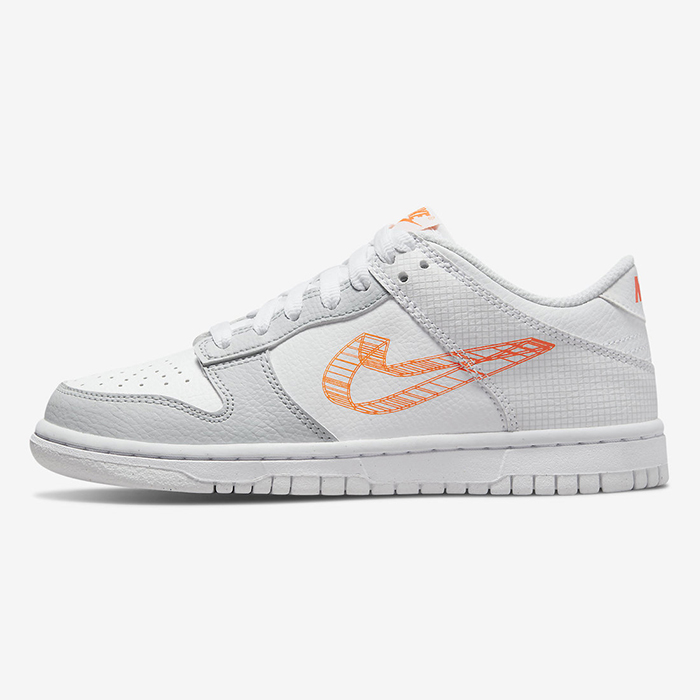 SB Dunk Low GS“3D Swoosh Running Shoes-Gray/White-8896803