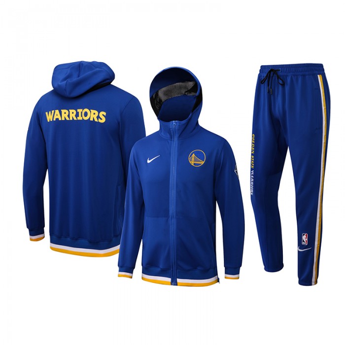 Golden State Warriors Blue Hooded NBA Edition Classic Jacket Training Suit (Top+Pant)-6575459