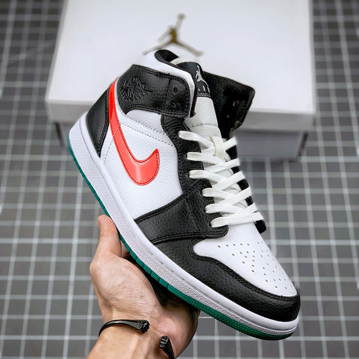 Air Jordan 1 MID AJ1 Running Shoes-White/Black-7344904