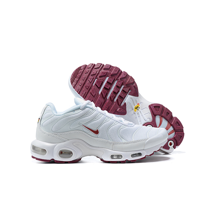 Air Max PLUS TN Running Shoes-White/Wine Red-5509236