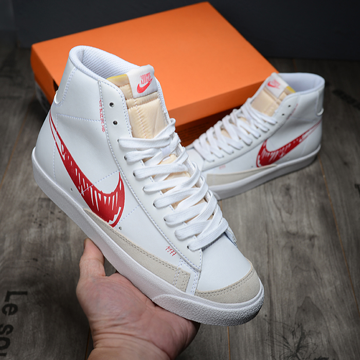 SB Dunk BLAZER High Running Shoes-White/Red-6711320