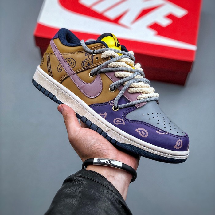 SB Dunk Low Retro OW Running Shoes-Brown/Purple-5631466