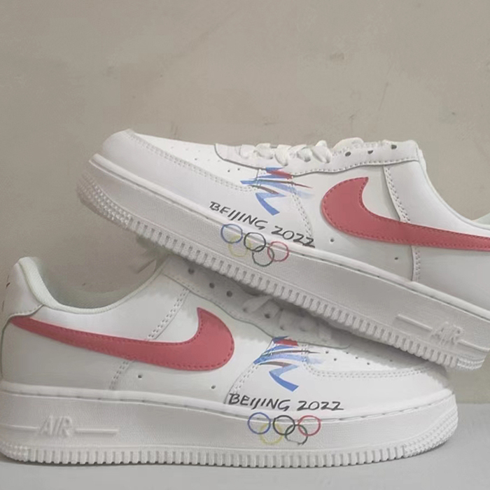 2022 Winter Olympics Air Force 1 Low AF1 Running Shoes-White/Red-5995449